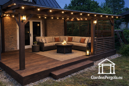 Estensione gazebo da giardino resistente marrone scuro 3x6m