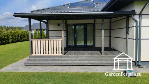 Gazebo da giardino premium grigio scuro con tetto in metallo 4x6m