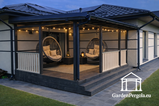 Gazebo da giardino premium grigio scuro con tetto in metallo 4x6m