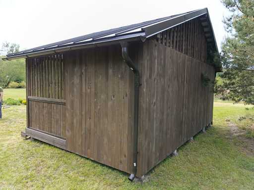 Gazebo in Legno 4x6 m — Ampio Gazebo da Giardino con Pavimento e Tetto a Due Falde