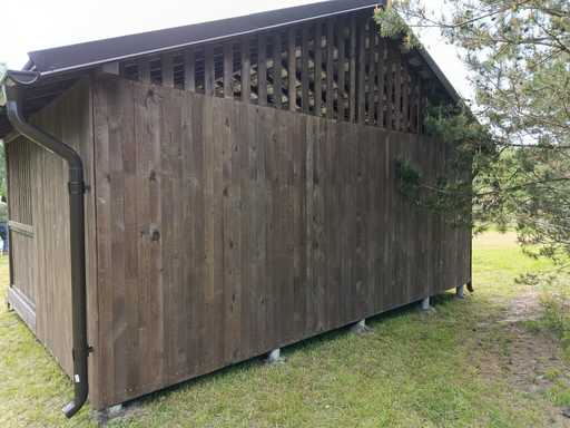 Gazebo in Legno 4x6 m — Ampio Gazebo da Giardino con Pavimento e Tetto a Due Falde