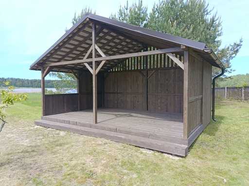 Gazebo in Legno 4x6 m — Ampio Gazebo da Giardino con Pavimento e Tetto a Due Falde - garden gazebo pergola