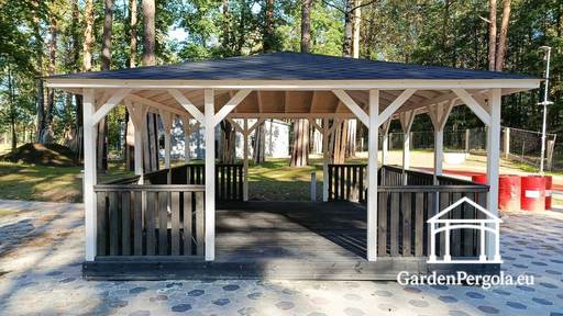 Gazebo in Legno 5x5 m — Ampio Gazebo da Giardino con Pavimento e Due Ingressi Aperti - garden gazebo pergola