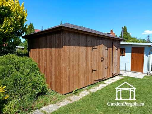Capanno da Giardino in Legno su Misura 3x5,5 m — Ampio Capanno di Stoccaggio con Grandi Porte Doppie