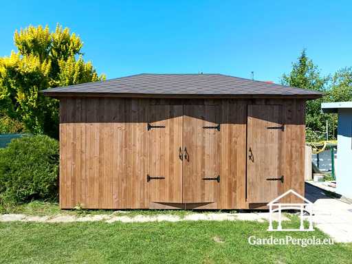 Capanno da Giardino in Legno su Misura 3x5,5 m — Ampio Capanno di Stoccaggio con Grandi Porte Doppie - garden gazebo pergola