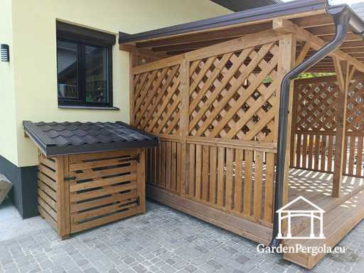 Estensione Casa in Legno Naturale 3x3.5 m con Copertura per Condizionatore 1.3x1.3 m