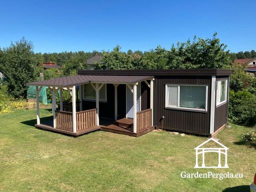 Veranda in Legno Naturale con Tetto Coperto Adiacente alla Casa - garden gazebo pergola