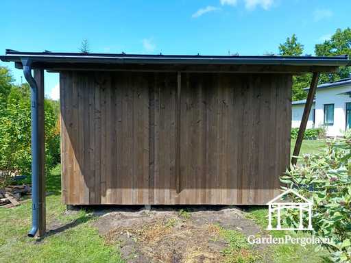 Gazebo da giardino in legno naturale 3x6 m coperto con tetto 3x4 m