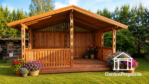 Gazebo da Giardino in Legno Marrone 4x6 m