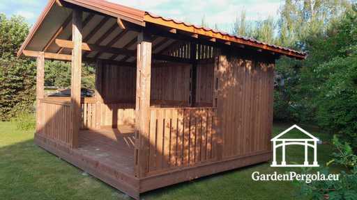 Gazebo da Giardino in Legno Marrone 4x6 m