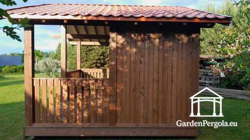 Gazebo da Giardino in Legno Marrone 4x6 m