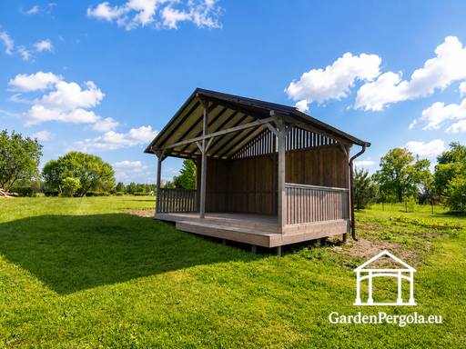 Gazebo da Giardino in Legno Grigio 4x6 m con Gradino - garden gazebo pergola