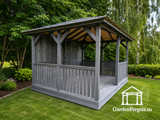 Gazebo da Giardino in Legno Grigio Scuro 3x4 m