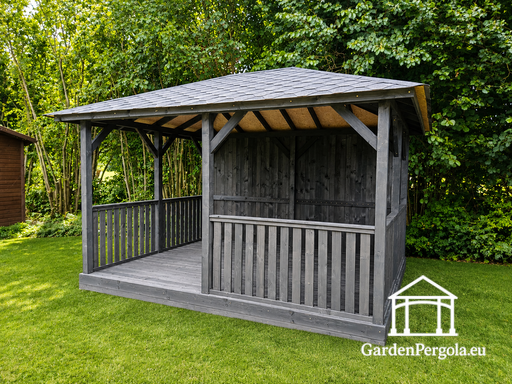 Gazebo da Giardino in Legno Grigio Scuro 3x4 m