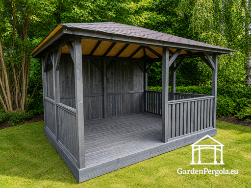 Gazebo da Giardino in Legno Grigio Scuro 3x4 m