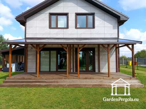 Veranda in legno naturale 2,4 x 9 m senza terrazza - garden gazebo pergola