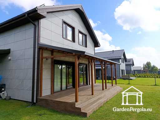 Veranda in legno naturale 2,4 x 9 m senza terrazza