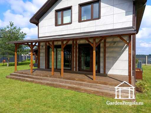 Veranda in legno naturale 2,4 x 9 m senza terrazza
