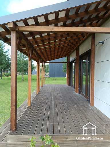Veranda in legno naturale 2,4 x 9 m senza terrazza
