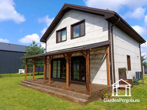 Veranda in legno naturale 2,4 x 9 m senza terrazza