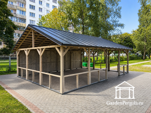 Gazebo in legno naturale 6x8 m senza pavimento - garden gazebo pergola