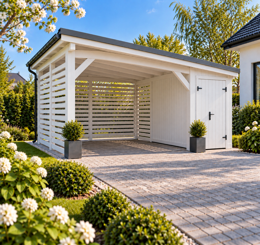 Carport in legno 4x4,5 m con piccolo ripostiglio - garden gazebo pergola