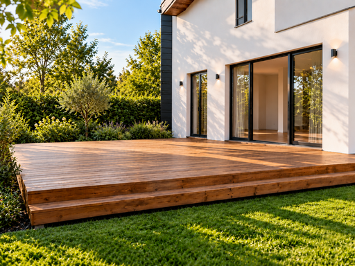 Terrazza in legno naturale 5 x 7 m con gradino - garden gazebo pergola