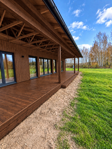 Terrazza in legno naturale 13 x 3 m con gradino - garden gazebo pergola