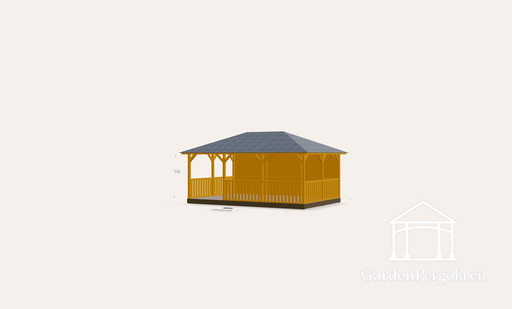 Gazebo 4x6m con tetto a quattro falde in tegole grigie